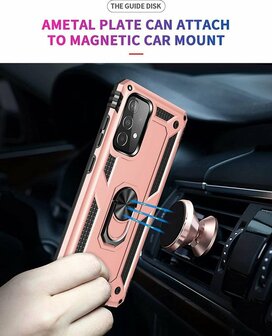 Samsung A72 Ros&eacute;goud - Armor met Kickstand Ring