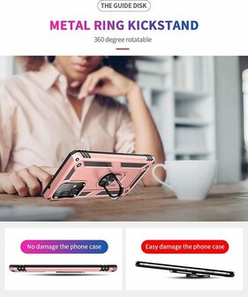 Samsung A72 Ros&eacute;goud - Armor met Kickstand Ring