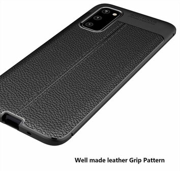 Samsung S20 - Leather Textured Back Cover - Zwart