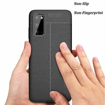 Samsung S20 - Leather Textured Back Cover - Zwart