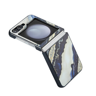Samsung Z Flip 5 Blue Paraiba - Marmer Book Case