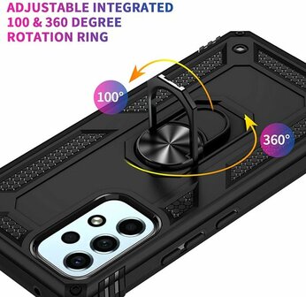 Samsung A23 Zwart - Armor met Kickstand Ring