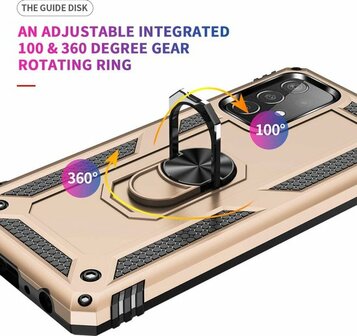 Samsung A72 Goud - Armor met Kickstand Ring