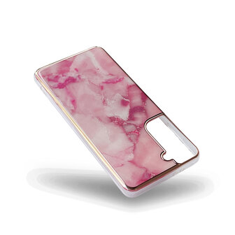 Samsung S24 - Marmer Back Cover - Roze