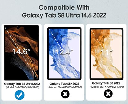 Samsung Tab S8 Ultra Zwart &amp;amp; Glas - Smart Cover