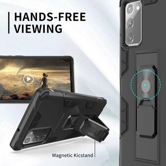 Samsung Note 20 Zwart - Magnetic Kickstand Armor Case