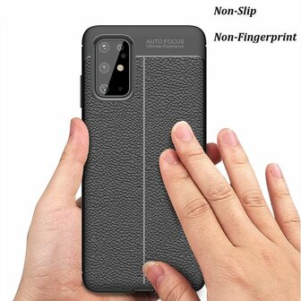 Samsung S20 Plus Hoesje - Leather Textured Back Cover - Zwart