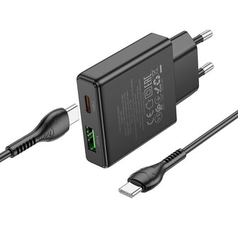 Samsung S25 - Type C (1m) Hoco N38 Snellader - Zwart