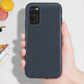 A41 - Glitter Back Cover &amp;amp; Glas - Zwart