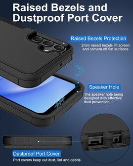 Samsung A15 Zwart - Heavy Duty Armor Back Cover