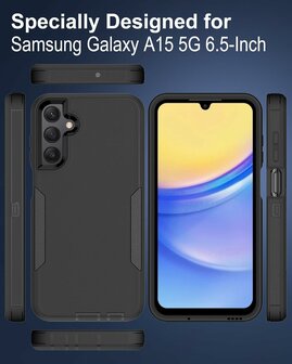 Samsung A15 Zwart - Heavy Duty Armor Back Cover