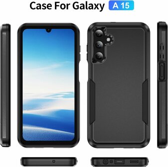 Samsung A15 Zwart - Heavy Duty Armor Back Cover