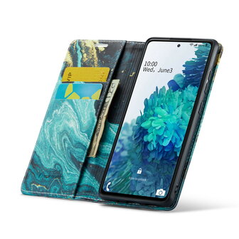 Samsung S21 FE Blue Aquamarine - Marmer Book Case