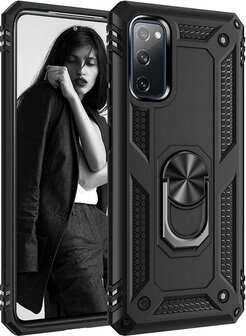 Samsung S20 FE Zwart - Armor met Kickstand Ring
