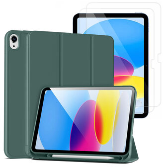 iPad 2025 &amp;amp; 2022 (11/10 Gen) - Groen &amp;amp; Glas - Smart Cover