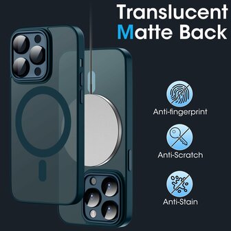 iPhone 15 Pro Max - Blauw - Matte Armor - Geschikt voor MagSafe