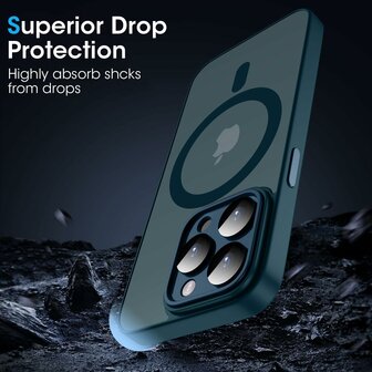 iPhone 15 Pro Max - Blauw - Matte Armor - Geschikt voor MagSafe
