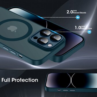 iPhone 15 Pro Max - Blauw - Matte Armor - Geschikt voor MagSafe