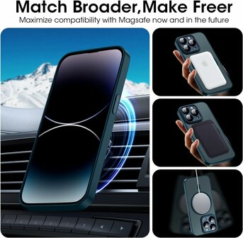 iPhone 15 Pro Max - Blauw - Matte Armor - Geschikt voor MagSafe