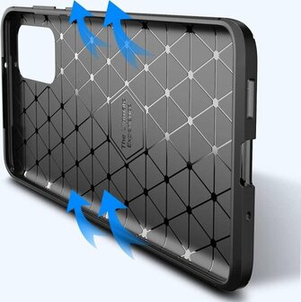 Samsung S20 Plus - Carbon Textured Back Cover - Zwart