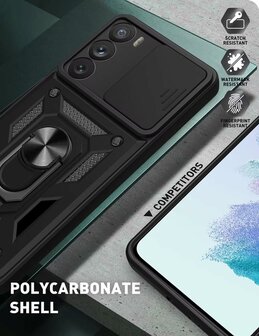 Oppo Reno 13 - Zwart &amp;amp; 2x Glas - Armor met Kickstand