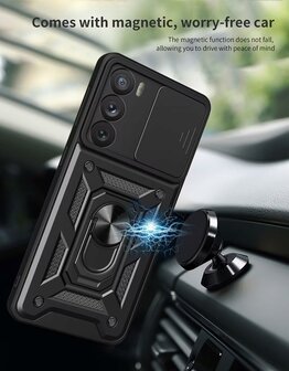 Oppo Reno 13 - Zwart &amp;amp; 2x Glas - Armor met Kickstand