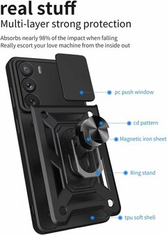 Oppo Reno 13 - Zwart &amp;amp; 2x Glas - Armor met Kickstand