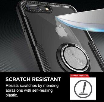 iPhone 7 Plus - Carbon Armor Back Cover met Ring - Zwart