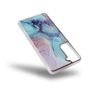 Samsung S23 FE - Marmer Back Cover - Blauw