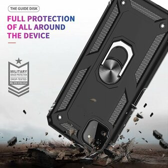 Samsung A22 5G Zwart &amp;amp; 2X Glas - Armor met Kickstand Ring