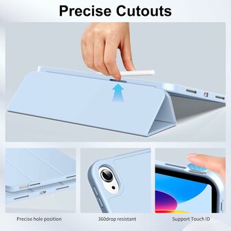 iPad 2025 &amp;amp; 2022 (11/10 Gen) - Licht Blauw - Smart Cover met Pen Slot