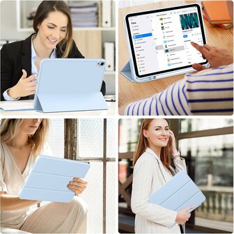 iPad 2025 &amp;amp; 2022 (11/10 Gen) - Licht Blauw - Smart Cover met Pen Slot