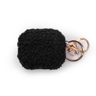 AirPods 3 - Zwart - Schokbestendig Teddy Furr Cover met Ring &amp;amp; Sleutelhanger