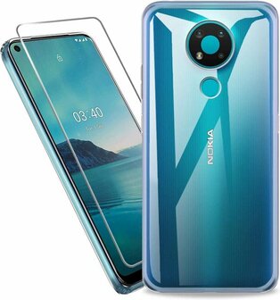 Nokia 3.4 - Back Cover &amp;amp; Glas - Transparant