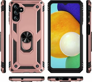 Samsung M23 Ros&eacute;goud &amp;amp; 2X Glas - Armor met Kickstand Ring