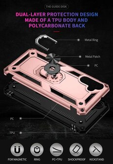 Samsung M23 Ros&eacute;goud &amp;amp; 2X Glas - Armor met Kickstand Ring