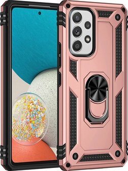 Samsung A23 Ros&eacute;goud &amp;amp; Glas - Armor met Kickstand Ring