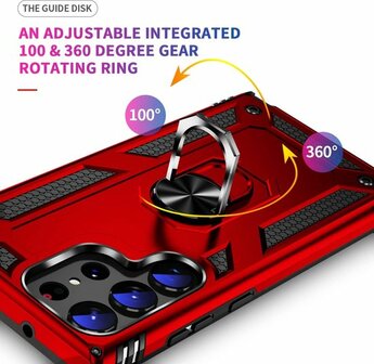 Samsung S23 Ultra Rood - Armor met Kickstand Ring