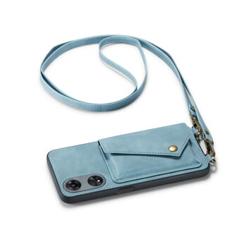 Oppo A98 Aqua Blue - Back Cover met Koord