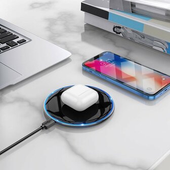 Hoco 15W Draadloze Fast Charge Oplader met USB-C Kabel Wit