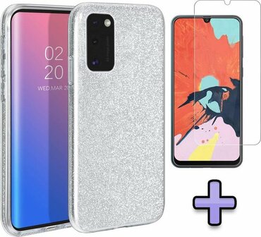 A41 - Glitter Back Cover &amp;amp; Glas - Zilver