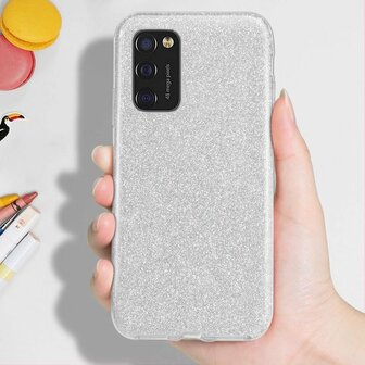 A41 - Glitter Back Cover &amp;amp; Glas - Zilver