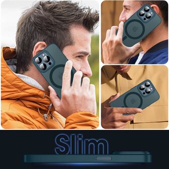 iPhone 15 Pro - Blauw - Matte Armor - Geschikt voor MagSafe