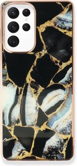 Samsung S24 Ultra - Marmer Back Cover - Zwart