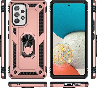 Samsung A23 Ros&eacute;goud - Armor met Kickstand Ring