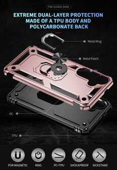 Samsung S24 Rosegoud - Armor met Kickstand Ring