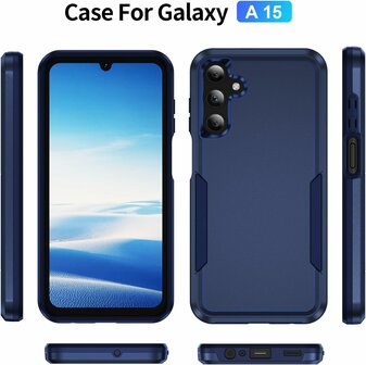Samsung A15 Blauw - Heavy Duty Armor Back Cover