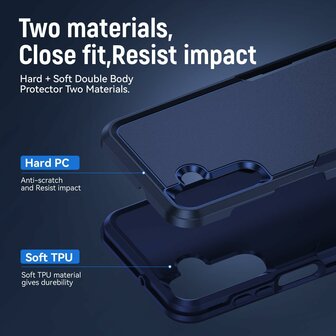 Samsung A15 Blauw - Heavy Duty Armor Back Cover
