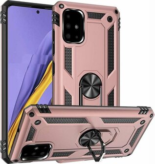 Samsung A71 - Armor met Kickstand Ring - Ros&eacute;goud