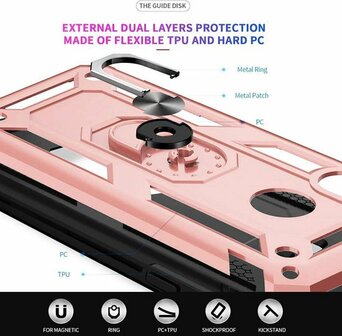 Samsung A71 - Armor met Kickstand Ring - Ros&eacute;goud